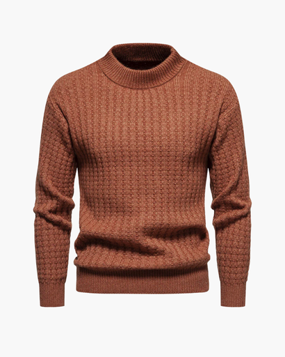 Pull homme à maille côtelée légère, col montant et confortable