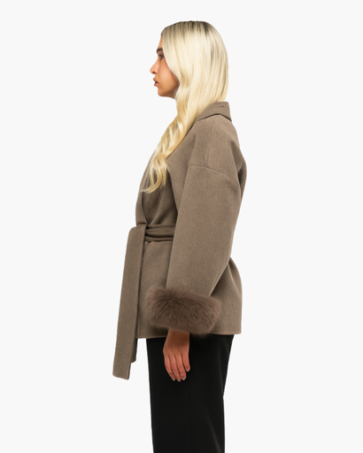 Manteau Femme Élégant avec Ceinture – Manches Finition Chic