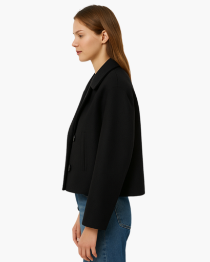Veste Femme Courte en Coton à Double Boutonnage | Chic & Moderne