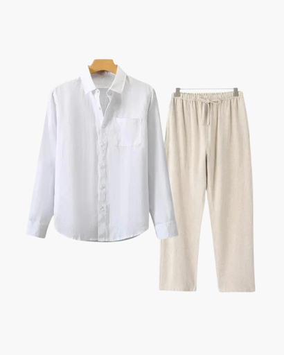Ensemble Homme 2 Pièces – Chemise à Manches Courtes & Pantalon Droit