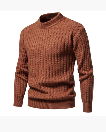 Pull homme à maille côtelée légère, col montant et confortable