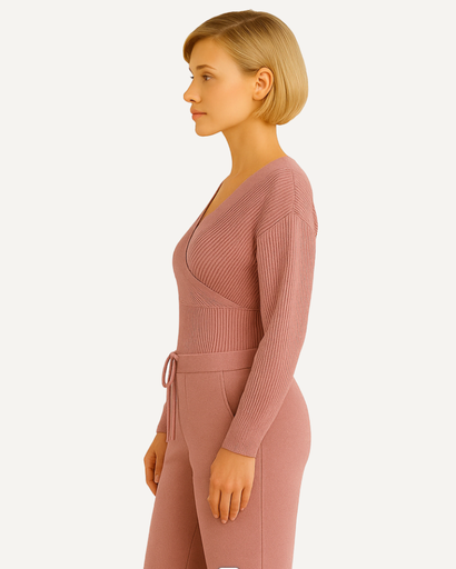 Ensemble Femme Tricoté 2 Pièces | Off-Shoulder & Taille Haute