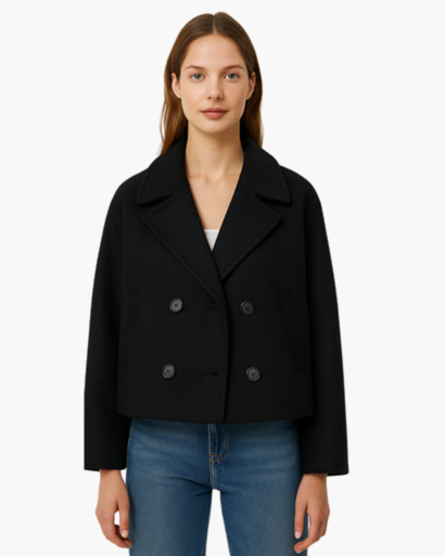 Veste Femme Courte en Coton à Double Boutonnage | Chic & Moderne