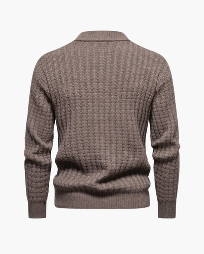 Pull homme à maille côtelée légère, col montant et confortable