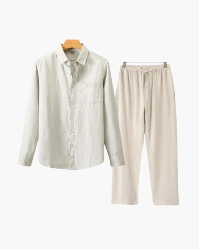 Ensemble Homme 2 Pièces – Chemise à Manches Courtes & Pantalon Droit