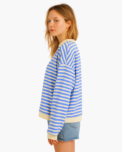 Sweat Femme Oversize à Rayures – Confort Doux et Respirant, Style Décontracté Chic