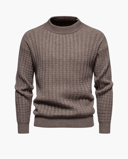 Pull homme à maille côtelée légère, col montant et confortable