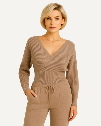 Ensemble Femme Tricoté 2 Pièces | Off-Shoulder & Taille Haute