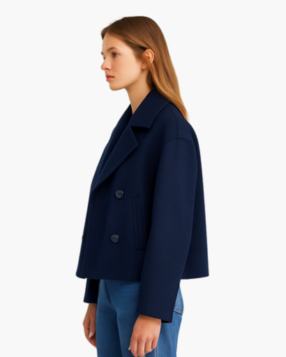 Veste Femme Courte en Coton à Double Boutonnage | Chic & Moderne