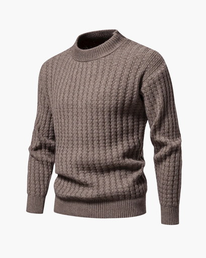 Pull homme à maille côtelée légère, col montant et confortable