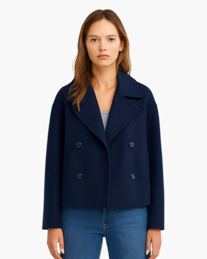 Veste Femme Courte en Coton à Double Boutonnage | Chic & Moderne
