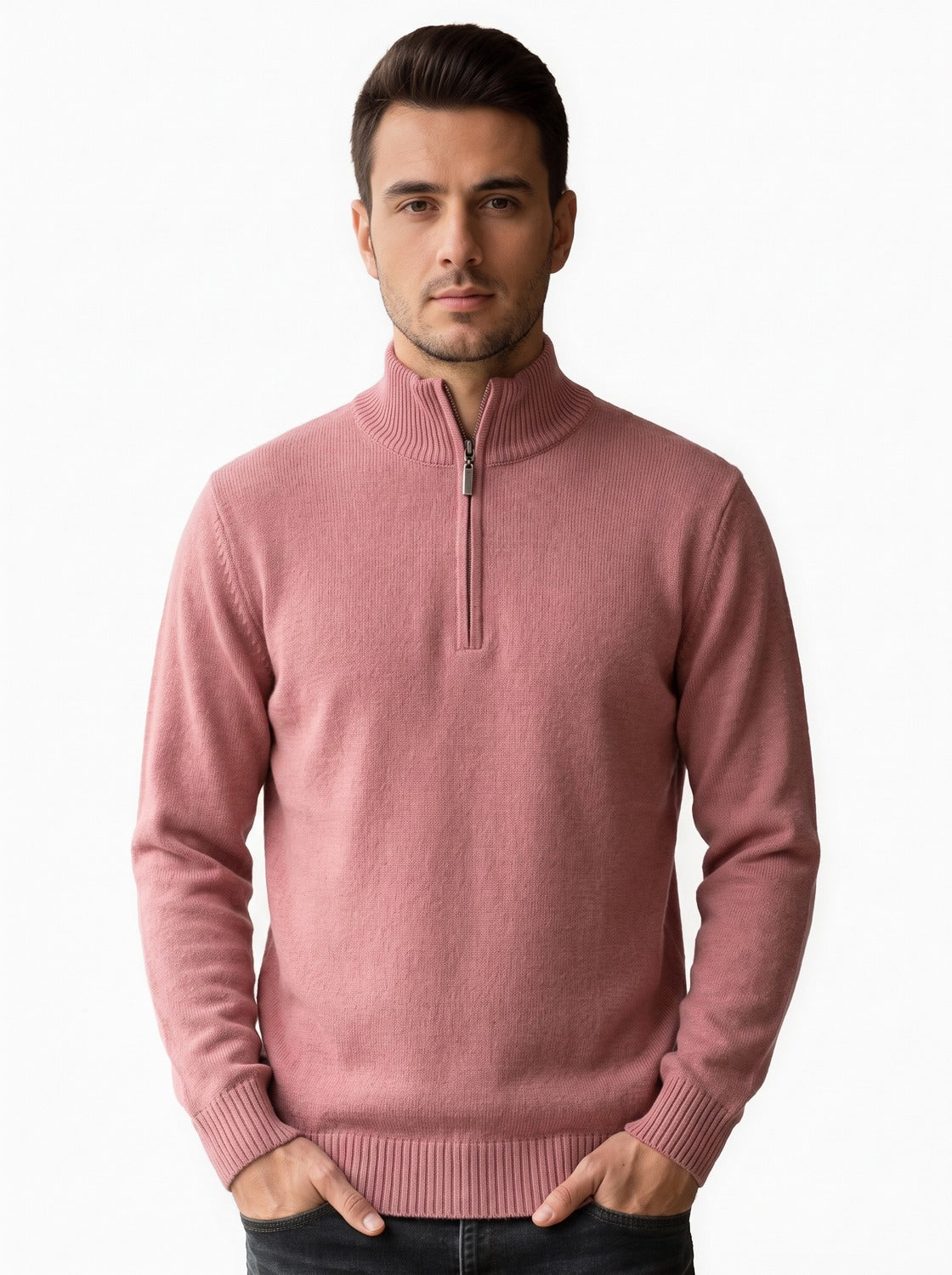 pull homme décontracté élégant, coloris rose