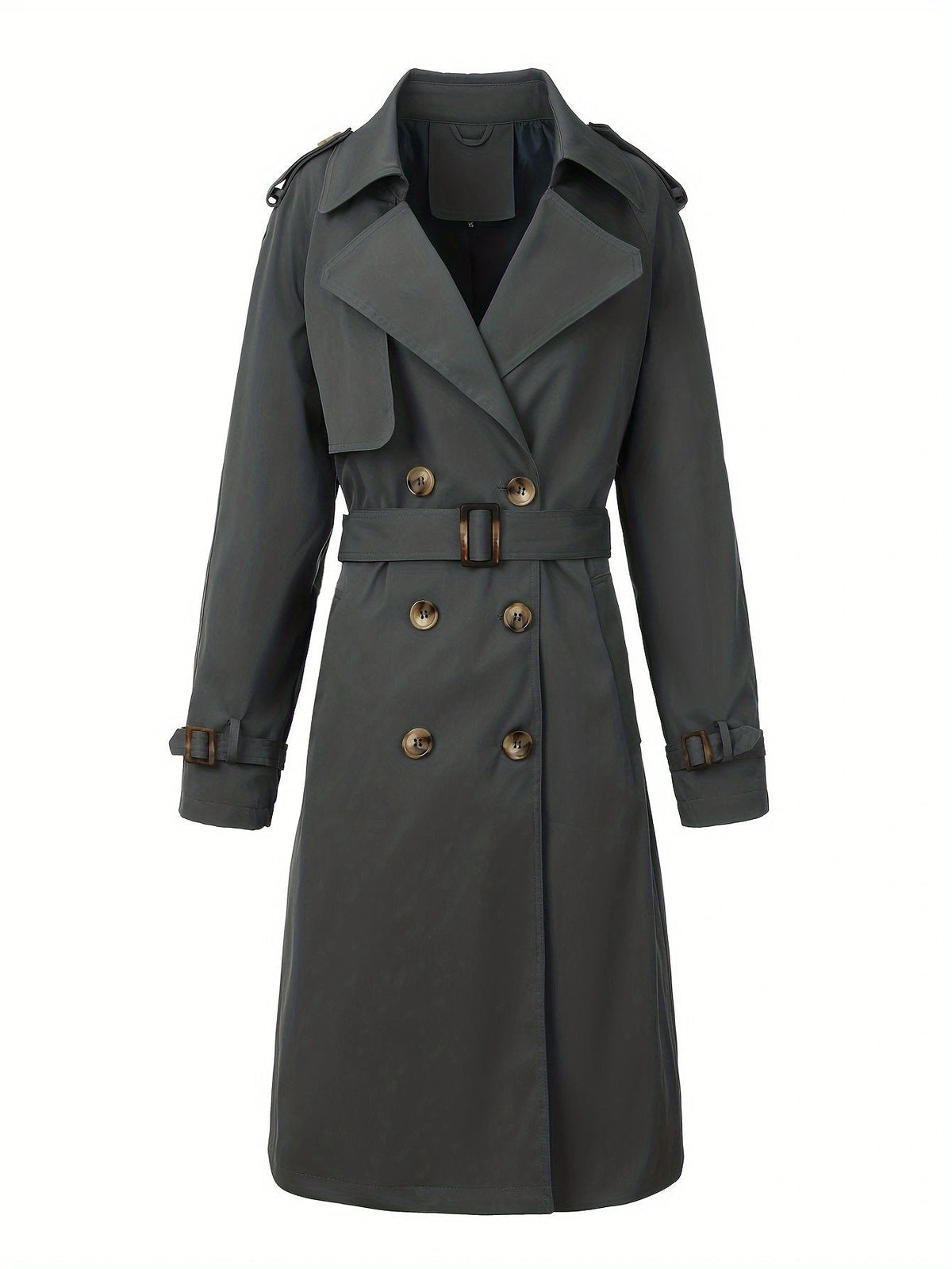 manteau long en trench-coat pour femme, avec revers ouverts