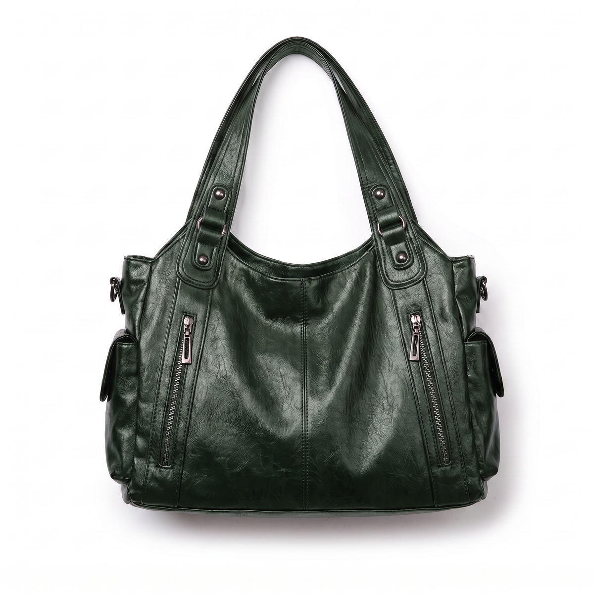 Sac à épaule en cuir faux, détail du logo