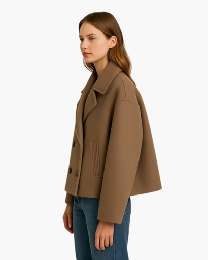 Veste Femme Courte en Coton à Double Boutonnage | Chic & Moderne