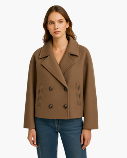 Veste Femme Courte en Coton à Double Boutonnage | Chic & Moderne