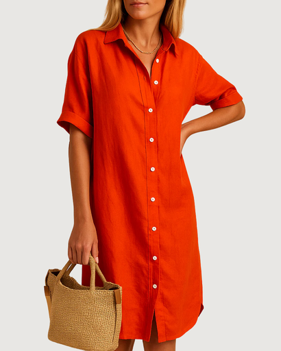 Robe chemise longue à manches courtes avec ceinture