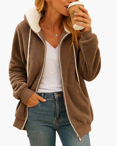 Veste à Capuche Femme Doublée en Polaire – Confort & Style Décontracté