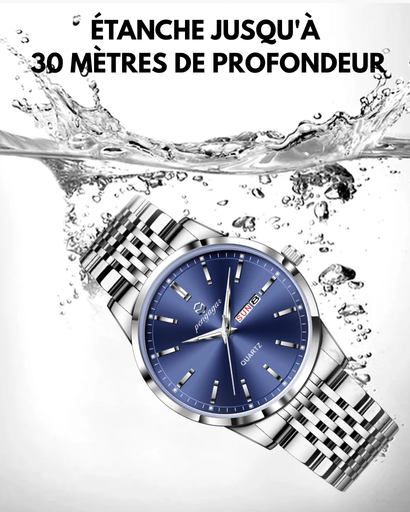 Montre Classique avec affichage du jour et de la date pour homme