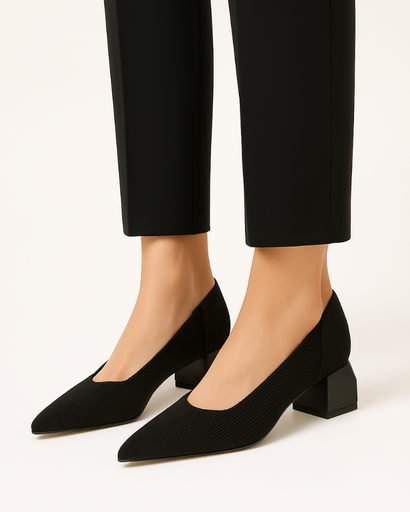 Escarpin femme à talon bloc avec texture raffinée
