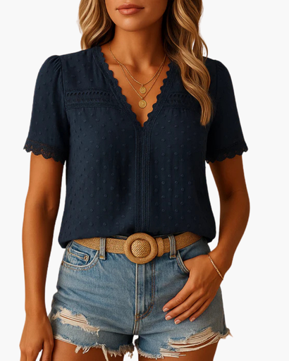 Blouse légère avec détails en dentelle et boutons