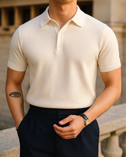 Polo en maille pour homme – Élégance estivale à manches courtes