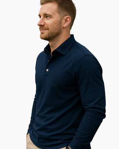 Polo à Manches Longues Old Money pour Homme – Col Classique et Patte à Boutons