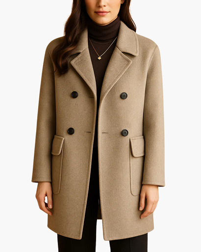 Manteau Femme – Mélange Laine – Fermeture Double Boutonnage