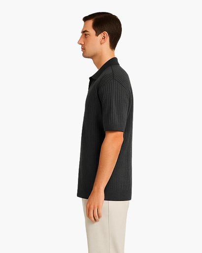 Polo Homme en Maille Côtelée – Élégance Estivale