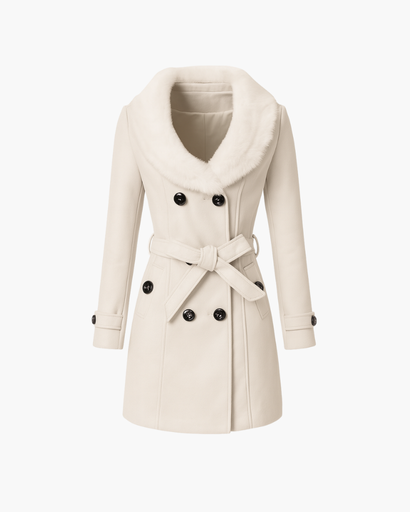 Manteau élégant pour femme avec double boutonnage et ceinture