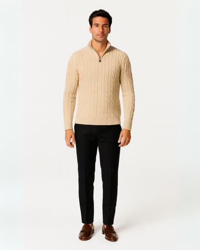Pull Old Money avec col zippé