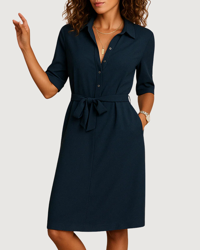 Robe chemise élégante avec ceinture nouée – Chic intemporel