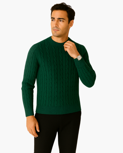 Pull en maille torsadée pour homme – Style Old Money