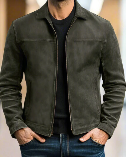 Veste Homme Élégante – Design Aspect Cuir avec Finitions Haut de Gamme