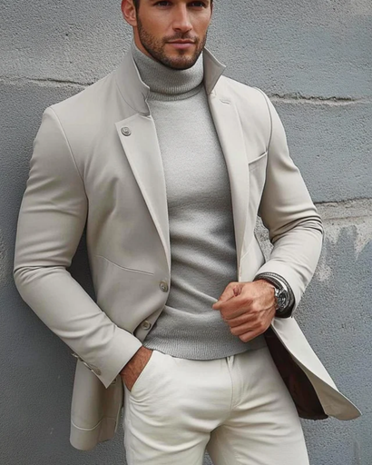 Veste Blazer Élégante Homme – Manteau en Coton Mélangé Style Old Money