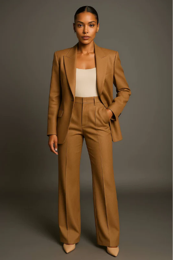 Ensemble Tailleur Femme – Blazer et Pantalon Coupe Droite Élégante