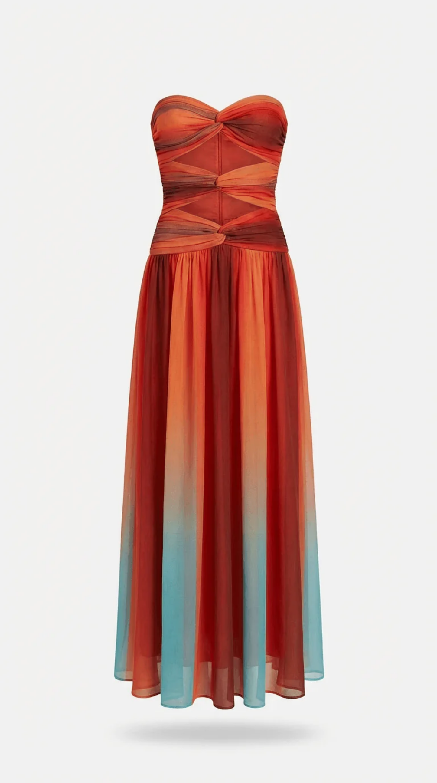 Robe Longue Femme Dégradé Multicolore à Découpes Élégantes