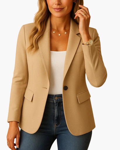 Blazer femme à col tailleur et fermeture un bouton