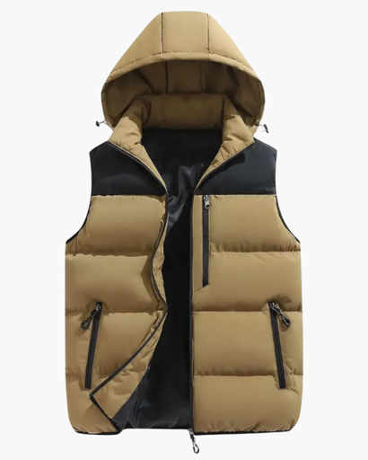 Doudoune Sans Manches Homme – Bicolore avec Capuche Amovible