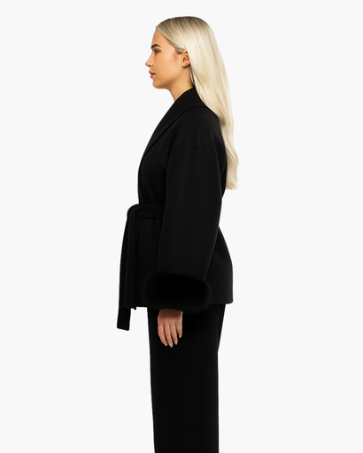 Manteau Femme Élégant avec Ceinture – Manches Finition Chic