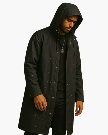 Imperméable long avec capuche pour homme