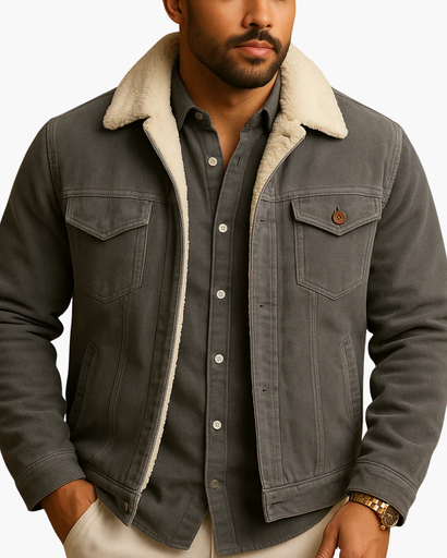 Veste en velours côtelé doublée sherpa pour homme