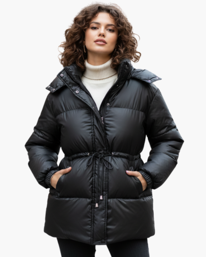 Doudoune Femme Ceinturée à Capuche – Élégance et Chaleur Optimale