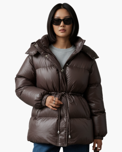 Doudoune Femme Ceinturée à Capuche – Élégance et Chaleur Optimale