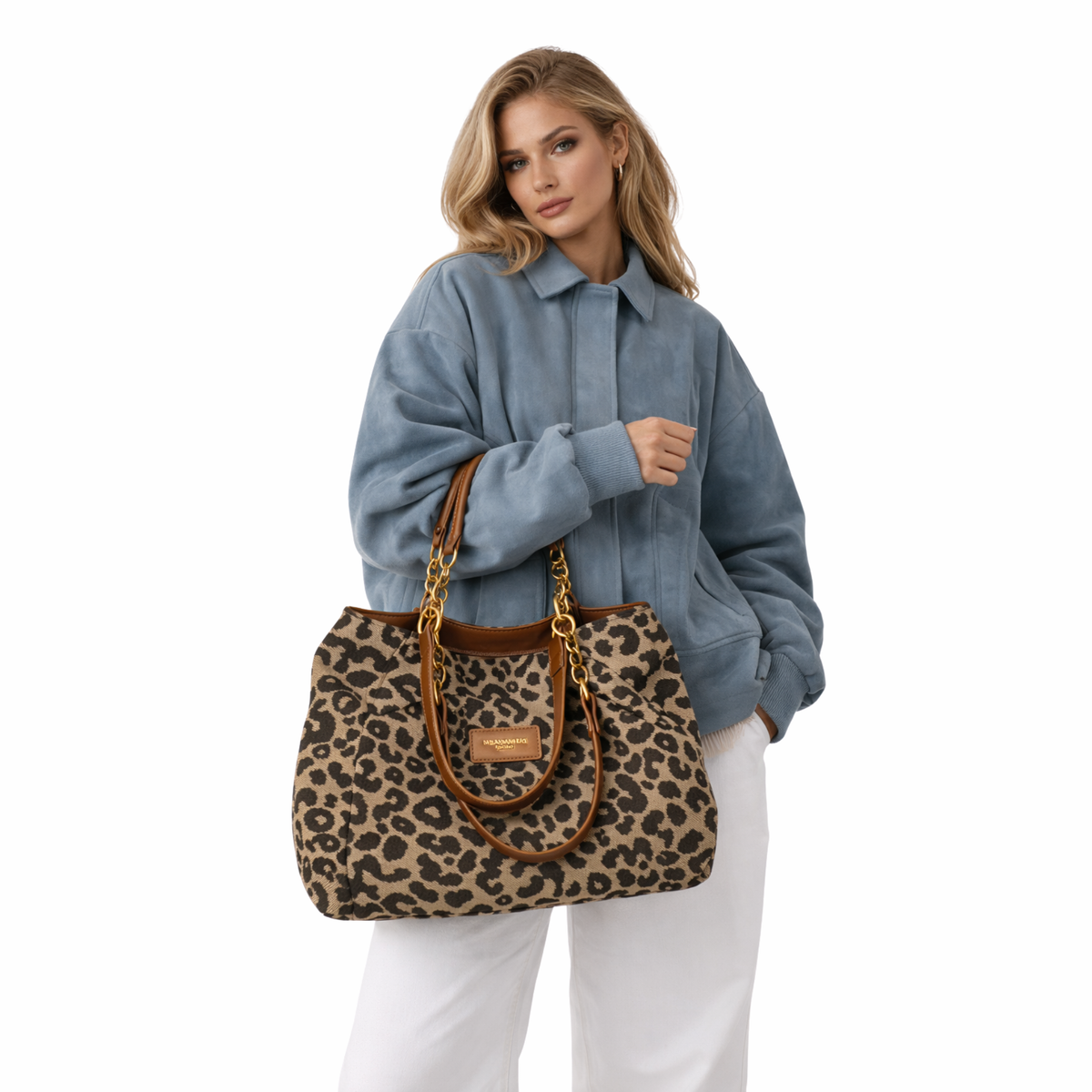 Sac Cabas Femme Léopard – Grand Sac Élégant avec Doubles Anses