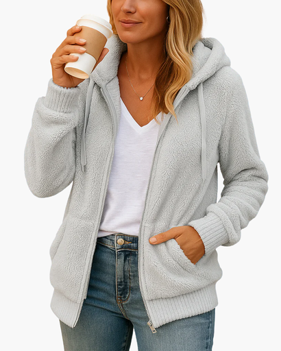 Veste à Capuche Femme Doublée en Polaire – Confort & Style Décontracté