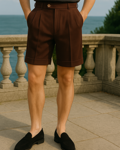 Bermuda habillé pour homme Taille haute avec plis raffinés