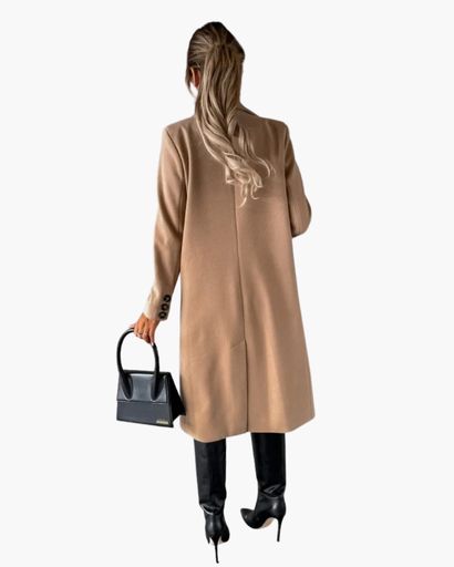 Manteau long croisé à double boutonnage pour femme