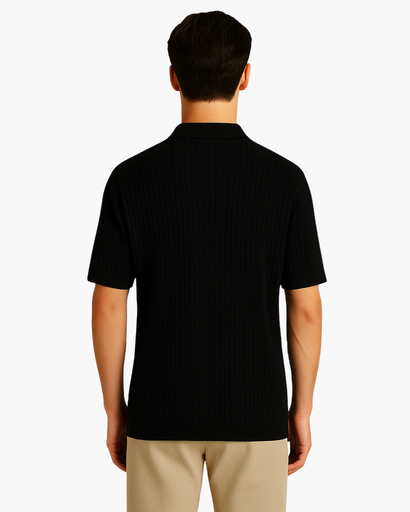 Polo Homme en Maille Côtelée – Élégance Estivale