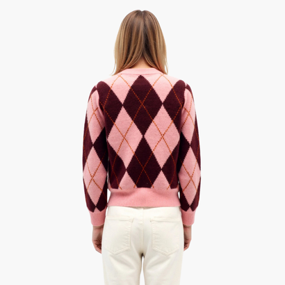 Cardigan Femme – Motif Losanges Rétro Chic